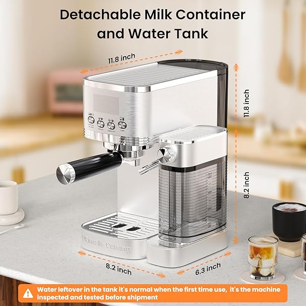 URINTELLS CUISING ESPRESSO MACHINE 20 BAR TEMPERATURE CONTROL LED DISPLAY EXPRESSO MACHINE FOR HOME WITH AUTOMATIC MILK FROTHER FOR CAPPUCCINO LATTE