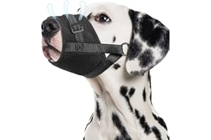 GoGoPaw Dog Muzzle Soft Air Mesh Muzzle for Large Dogs, Adjustable Pet Muzzle for Small Medium Dogs to Drink Freely, Breathable Reflective Muzzle for Dogs to Prevent Biting Barking(Black, XL-5)