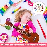 Eophmi Wooden Baby Maracas 4 Pcs Colorful Shakers Sensory Musical Instrument view 6