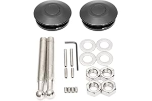 ANJOSHI 2Pack Quick Release Latch Universal 2.44in/62mm Diameter Universal Aluminum Alloy Push Button Quick Latch Hood Pins Lock Clip Kit for Auto Car Hood Pins Lock(2Pack-Black Pro)
