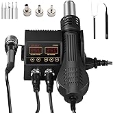 TXINLEI 8586D 110V Soldering Station, 2 in 1 Digital Display Rework Station SMD Hot Air Soldering Iron
