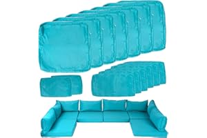 Odsiikly 14 Piece Outdoor Patio Cushion Covers Replacement, 27 x 27 x 4in, Fit 6 Seater Wicker Rattan Patio Furniture Conversation Set, Outdoor Cushion Slipcover with Zipper, Teal