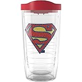 Tervis DC Comics - Superman Logo Made in USA Double Walled Insulated Tumbler Travel Cup Keeps Drinks Cold & Hot, 16oz, Classic