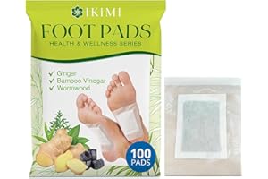 IKIMI 100 Ginger Foot Pads for Better Sleep, Stress Relief, and Care - Bamboo Vinegar Wormwood Powder Patches, Charcoal Oil for Sleep Quality, Deep Cleansing, Fatigue Relief, Comfortable Experience