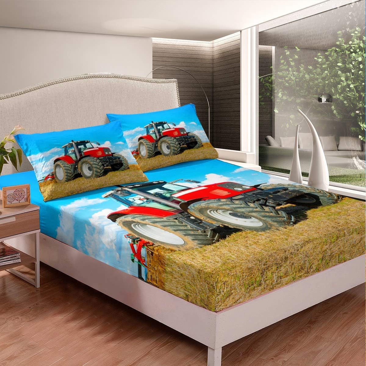 Feelyou Boys Tractor Printed Bedding Set Men Construction