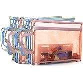 10 Pack Mesh Zipper Pouches for Organizing, Double Layers Nylon Puzzle Building Block Sets Toy Storage Organization with Handle, Multipurpose for Travel, School, Board Game, Office, and Home Organize