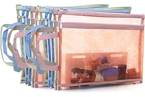 ZZFENGKR 10 Pack Mesh Zipper Pouches for Organizing, Double Layers Nylon Puzzle Building Block Sets Toy Storage Organization with Handle, Multipurpose for Travel, School, Board Game, Office, and Home Organize