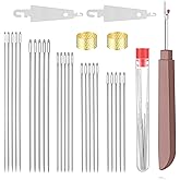 Big Eye Steel Needles Set，31Pcs Needles Thread Hand Repair Tools, 5 Size Stainless Steel Sewing Needle Kit, Portable Large Eye Hand Sewing for DIY Stitching Crafts Quilting