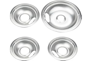 Mejiao Stove Burner Covers,Chrome Replacement Drip Pans for Frigidaire Kenmore 316048413 and 316048414,4 pcs (3x6" and 1x8")