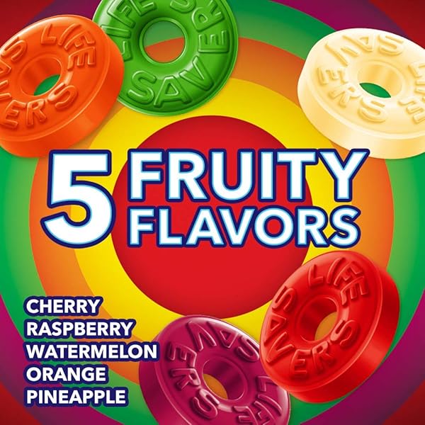 LIFE SAVERS HARD CANDY BAG 5 FLAVORS, HARD CANDY INDIVIDUALLY WRAPPED FOR GOODIE BAGS, ROAD TRIPS, TREATS, OFFICES, CELEBRATIONS, 3.125 LB PARTY SIZE