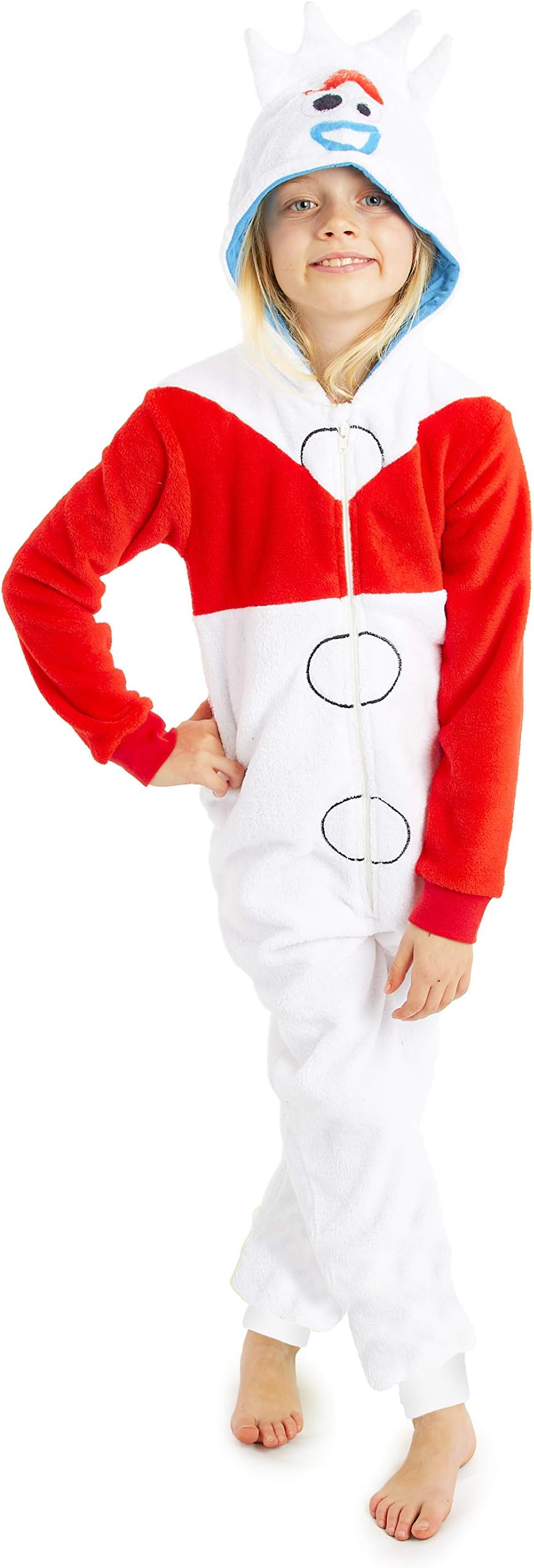 Disney Toy Story 4 Forky Onesie Glow in The Dark, Super Soft Fleece Onesies for Boys Girls, Toy Story Pyjamas Jumpsuit PJs Playsuit Costume Pajamas, Gifts for Kids