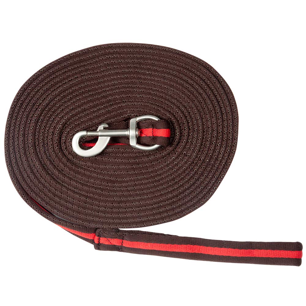 PFIFF 101196 Soft Sheet, Lunge Line, Swivel Carabiner Hook, Approx. 8.20 m, Red/Brown