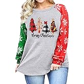 Merry Christmas Plus Size Shirts Women Christmas Plaid Leopard Tree T-Shirt Casual Holiday Baseball Tee Top