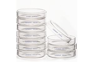 Labasics 10pk Glass Petri Dishes, 100x20 mm Autoclavable Borosilicate Glass Cell Culture Dishes Petri Dishes with Clear Lid for Laboratory