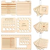Eersida 15Pcs Wooden Knitting Gauge Set Yarn Tool with Ruler &amp; Chain, Basic | Needle Gauge Measuring Tools, Crafts Knitting Supplies Accessories, Multi-size Holes for Beginner Knitting Crochet Lover