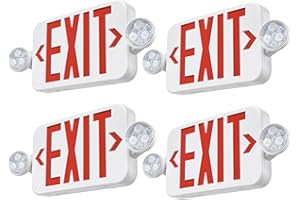 SITISFI Emergency Exit Sign Lights Combo With Battery Backup, Double Sided Hardwired 6 LEDs, Adjustable Heads Red Lighting Ceiling/Wall Mount, UL Listed, AC 120/277V (4 Pack)