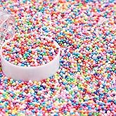 EPHVODI Rainbow Nonpareils Sprinkles Edible Mini Pearl Sprinkles for Cake Decorations, Baking, Ice Cream, Cookies, Donuts and Lollipops - 2mm Rainbow Sugar Pearls for Cake Decorating 3.88oz