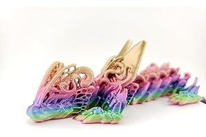 THE GEEK GALLERIA 3D Printed Articulated Silk Candy Rainbow Butterfly Dragon, Home/Office/Desktop Decor, Flexible Sensory Toy, Unique Gift, Insect Lover Gift. (9.5 Inch Dragon Only)