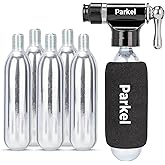CO2 Inflator Kit, 5 16g CO2 Cartridges for Bike Presta and Schrader Valve | Parkel Compatible, Bike and Mountain Bike Tire CO2 Pump Includes Insulated Sleeve