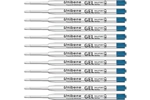 Unibene Parker Compatible Gel Ink Ballpoint Refills 12 Pack,0.7mm Medium Point-Blue, Smooth Writing Replaceable German Ink Tactical Pen Refills for Parker Ballpoint/UZI Pen