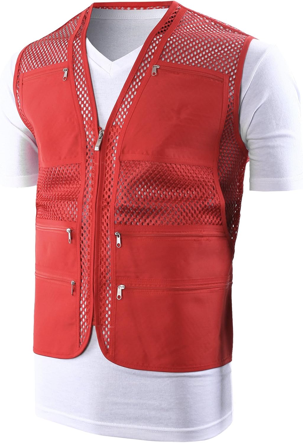 OHOO Mens Slim Fit Work Utility Ventilation Mesh VNeck