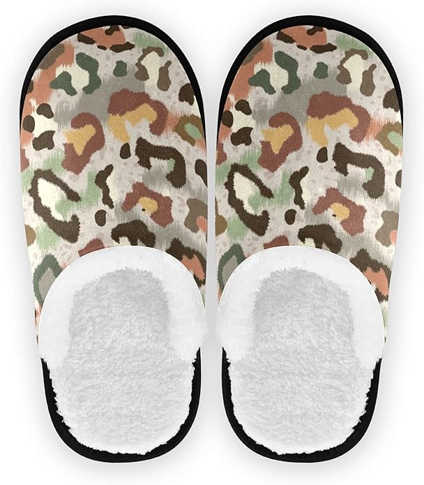 Amazon.com: House Slippers Camouflage Style Abstract Leopard Spot Spa Slippers Non Slip Slippers 