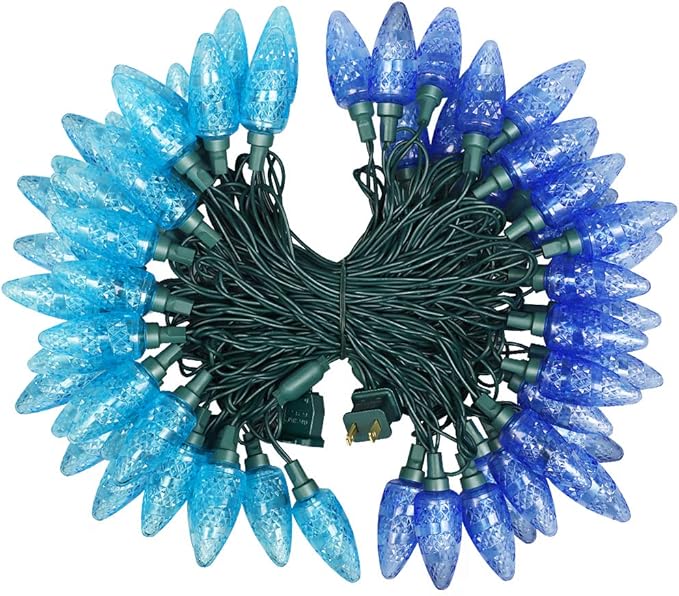 DEWENWILS C9 Blue Christmas Lights Outdoor, 33.3ft 50 LED