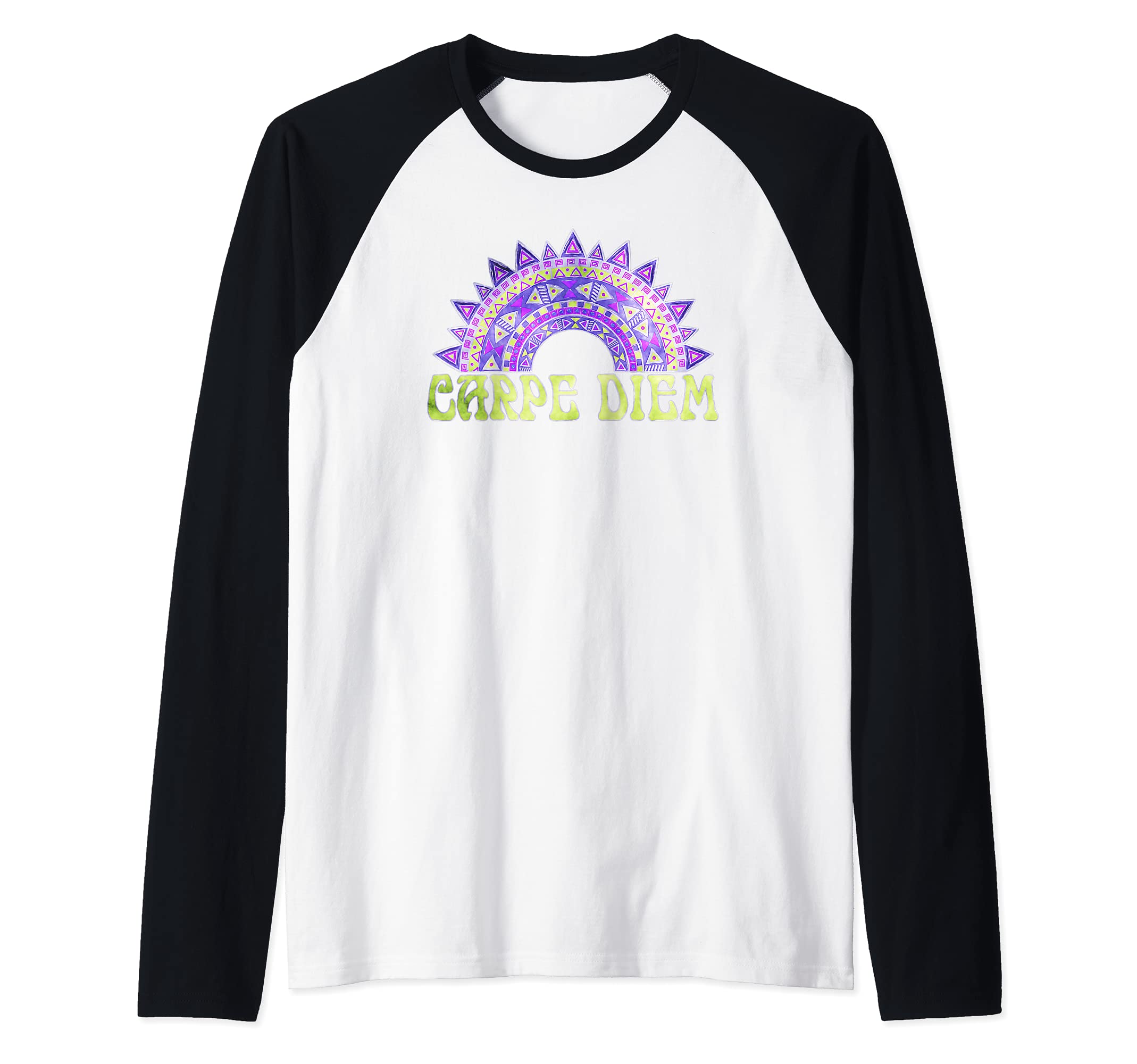CARPE DIEM Latin - Indigenous Mandala 5 - Fan Fun Raglan Baseball Tee