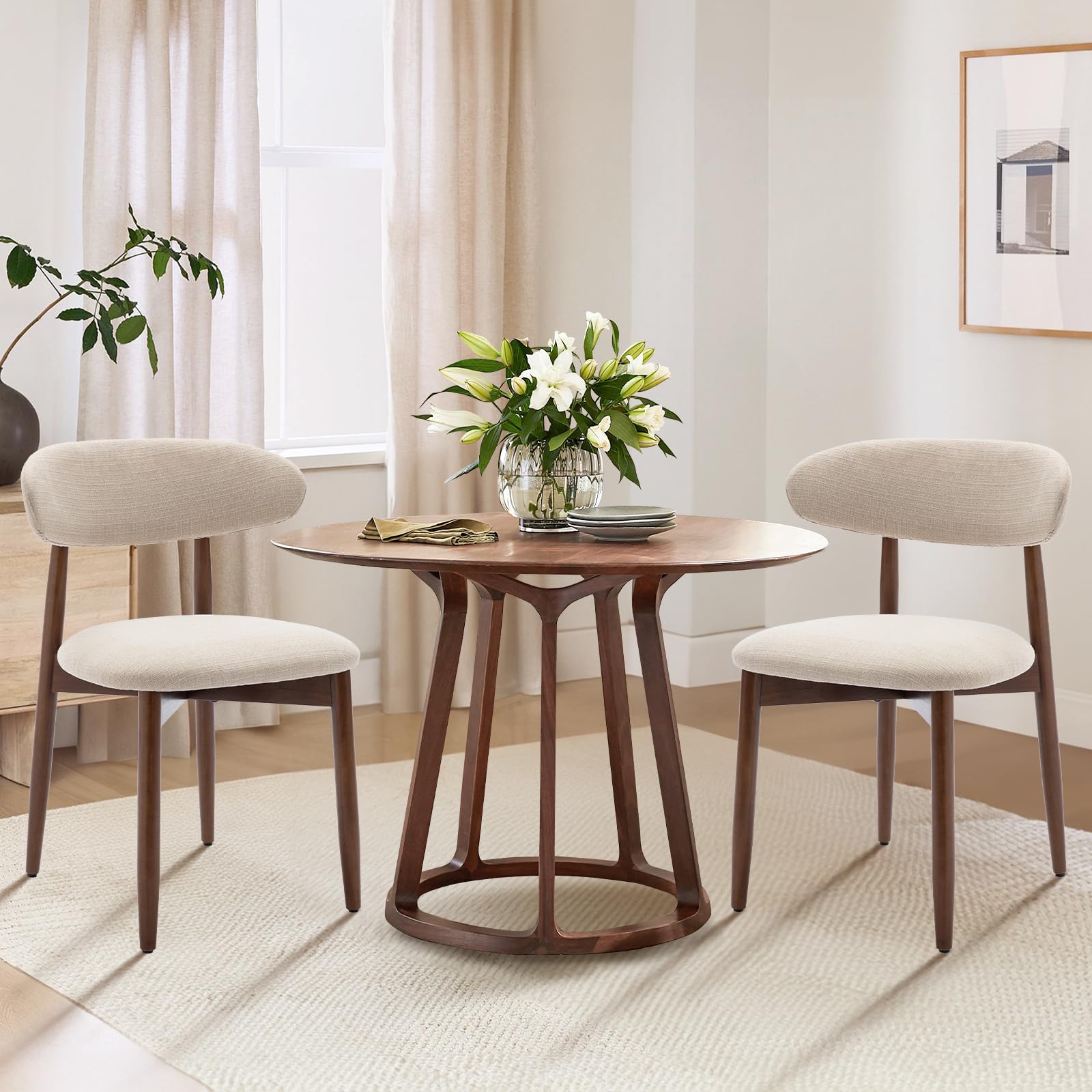 Photo 1 of ***USED - PREVIOUSLY OPENED - LIKELY MISSING PARTS***
COLAMY Wooden Dining Chairs Set of 2, Modern Fabric Upholstered Kitchen Side Chairs, Farmhouse Dining Room Chair with Foot Pegs, Beige