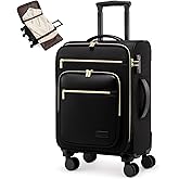 LOVEVOOK Carry on Suitcase 22x14x9 Airline Approved,20 inch Lightweight Waterproof Suitcases with 360° silent swivel wheels, TSA Lock and Compartment, Large Capacity travel Suitcase Black