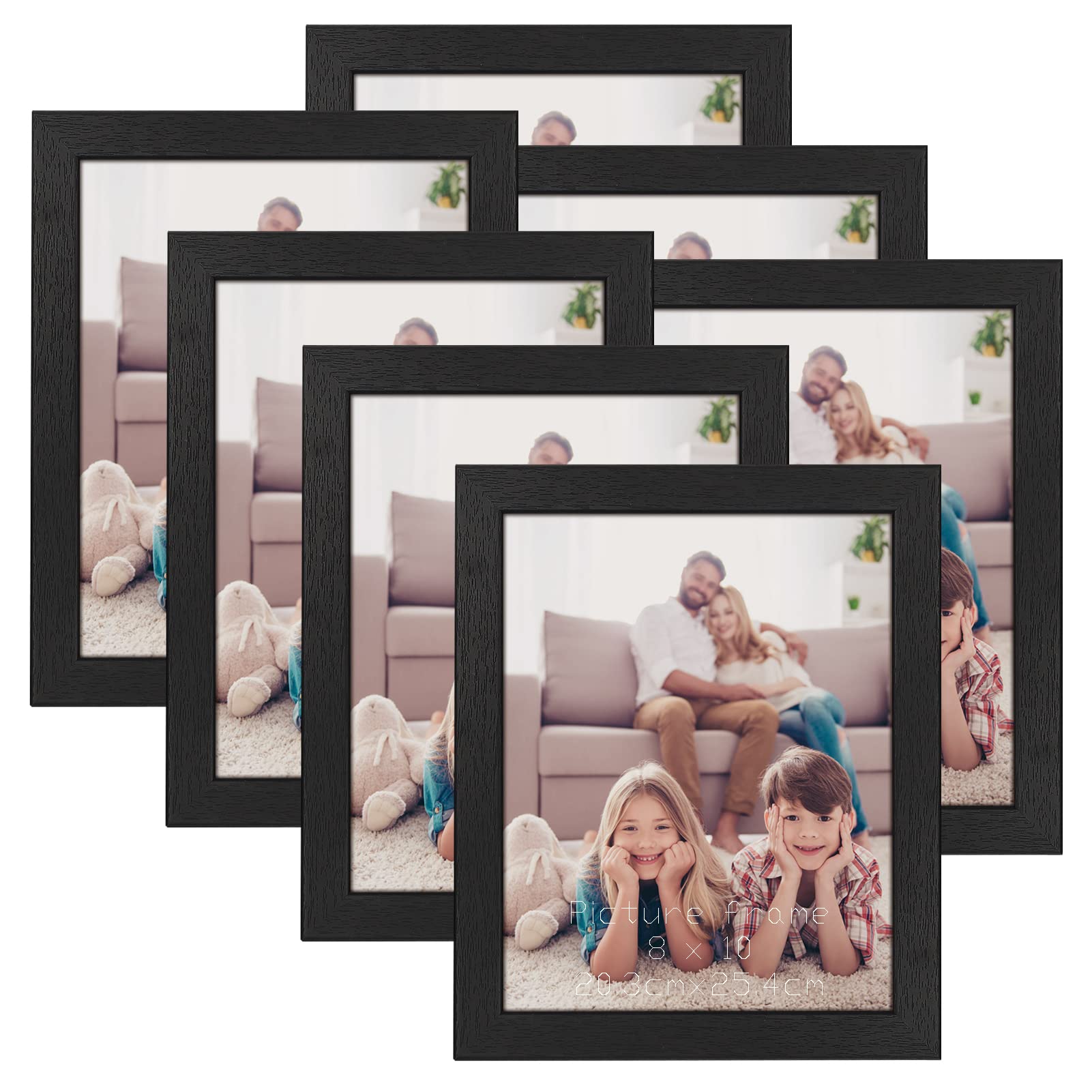 PETAFLOP 10x8 Photo Frames 7 Pack, 8x10 Photo Frame Black Set for Wall Tabletop Horizontally or Vertically Display