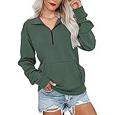MISFAY Womens Half Zip Oversized Sweatshirts 2025 Casual Long Sleeve Hoodies Quarter Zip Up Pullover Fall Outfits with Pocket