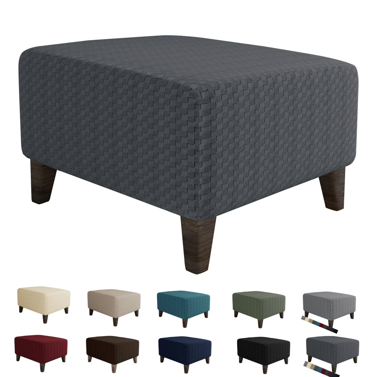 Photo 1 of MAXIJIN Jacquard Ottoman Cover Slipcovers Folding Storage Stool Furniture Protector Cover Soft Thick Rectangle Foot Rest Slipcover with Elastic Bottom (Ottoman X-Large, Dark Gray)