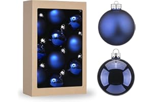 Amooca 2.64'' Christmas Glass Balls Decoration Festival Party Home Decors Holiday Xmas Tree Hanging Ornaments Set 10pc Dark Blue