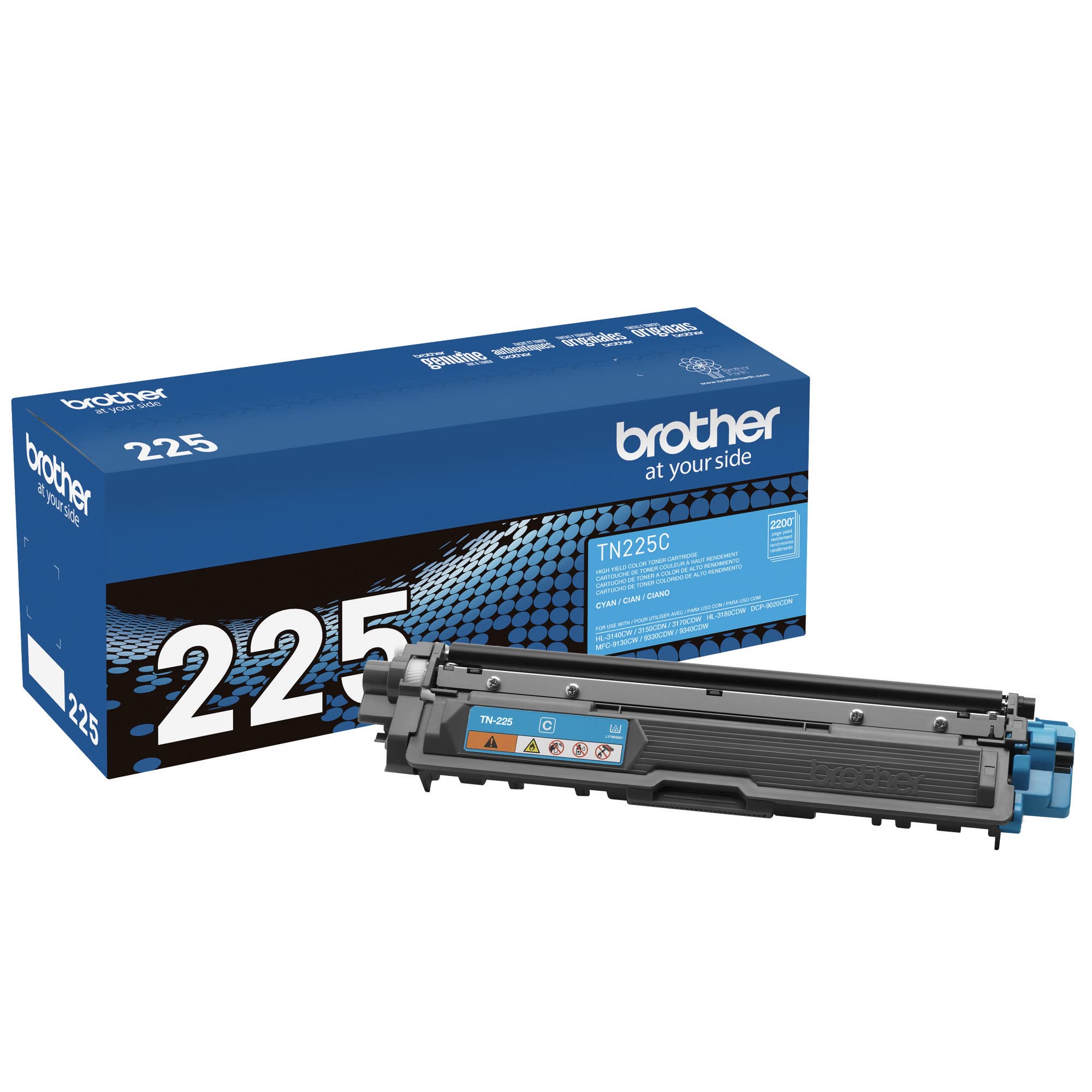Photo 1 of Brother Genuine High Yield Toner Cartridge, TN225C, Replacement Cyan Toner, Page Yield Up To 2,200 Pages, Amazon Dash Replenishment Cartridge, TN225