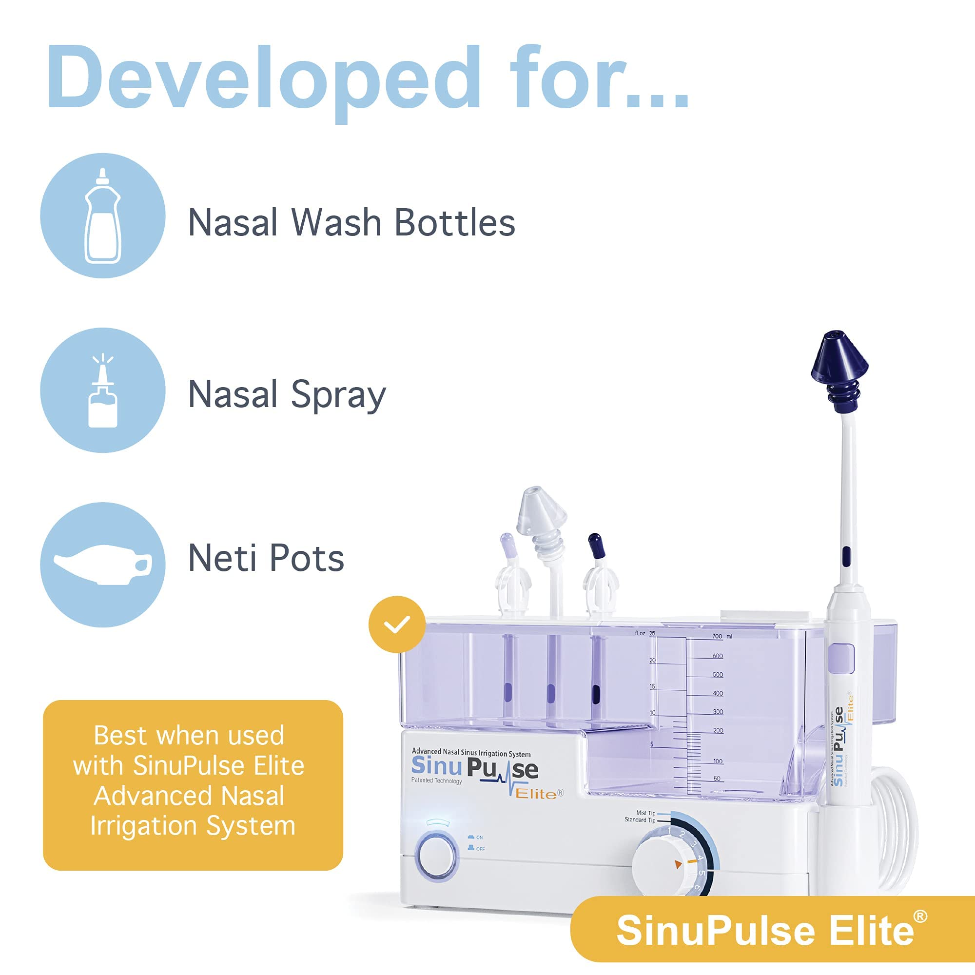 SinuAir Saline Packets for Sinus Rinse - Premixed Salt Solution Powder for SinuPulse Elite System, Neti Pot, Nose Wash Bottle & Nasal Irrigation, 90 Packets