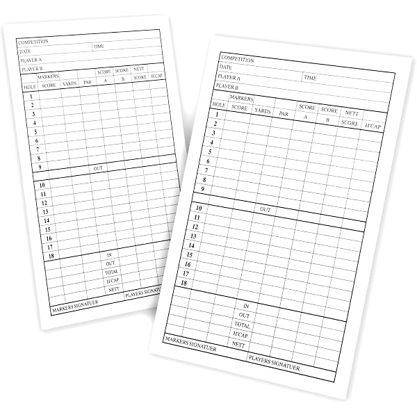 Amazon.com : BIG TEETH 10pcs Golf Scorecard Score Sheet Tracking Record  Stat Card,Double-Sided Printed Golf Shot and Stat Tracking Scorecards :  Sports & Outdoors