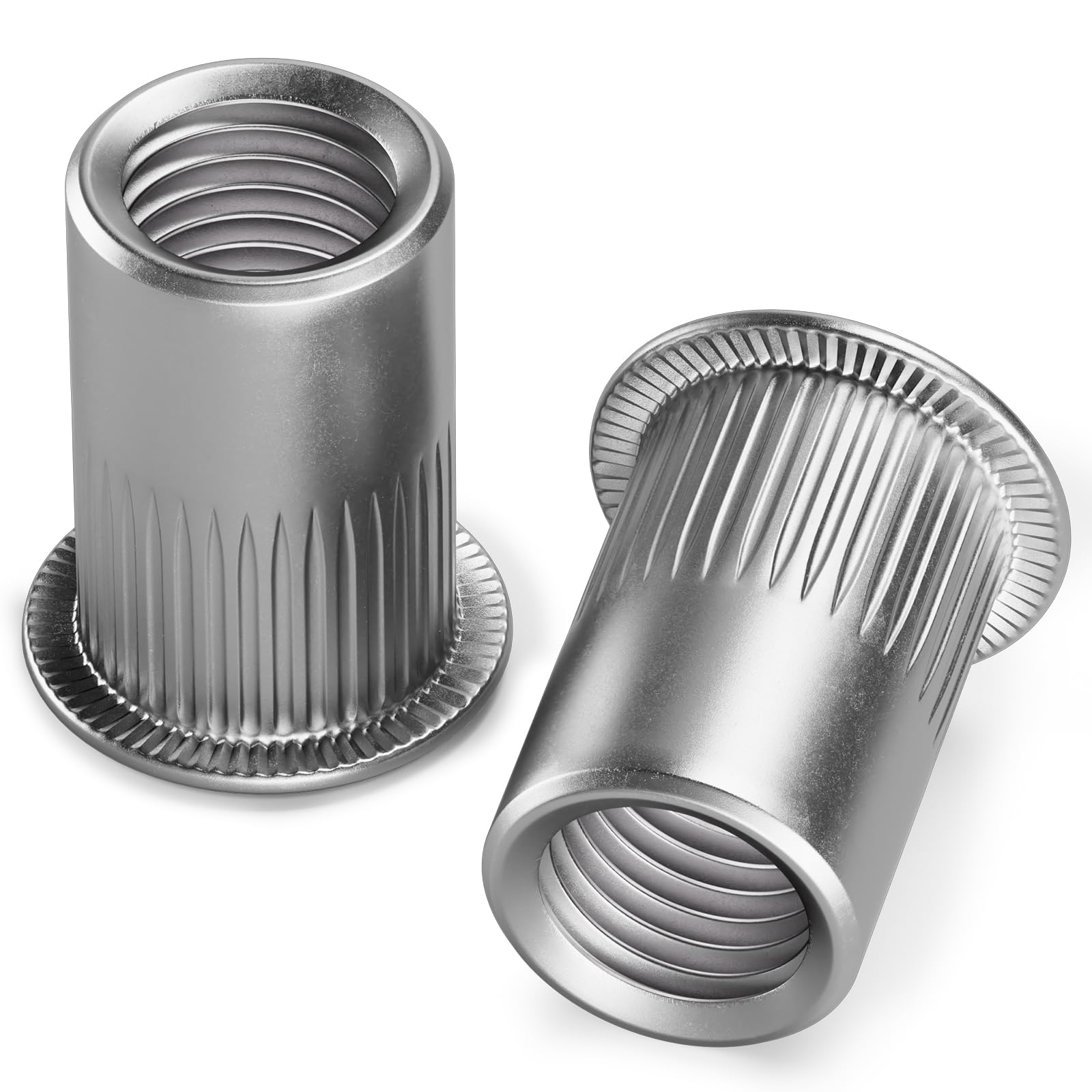 YOOPIN M8 Rivet Nuts, 60PCS Threaded Insert Nutserts, Stainless Steel Rivnut, Sliver Rivet Nut, Flat Head Threaded Rivet Nuts for Metal Sheets, Electrical Appliances and Industrial Products