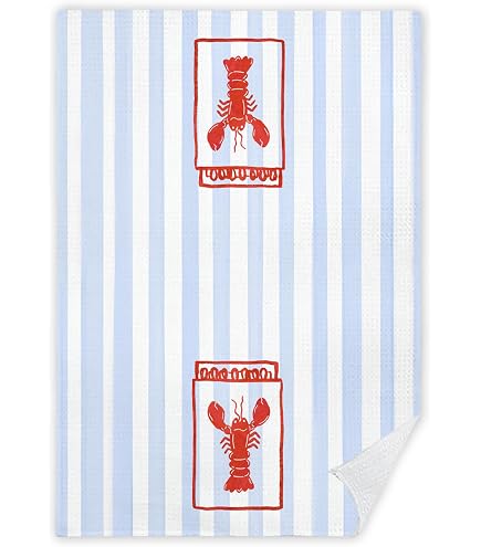 Now Designs Jacquard Geschirrtuch 'Daily Catch' – Hochwertige Baumwolle Mit Hummer-Muster, 45,7 X 71,1 Cm