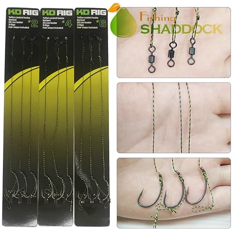 Carp Fishing Kd Rigs Tied With Teflon Coated Curve Shank Barbed
