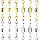 SUTQIGUI Magnetic Necklace Clasp and Closures with Double Lobster Clasp, 14K Gold and Silver Necklace Extenders for Women Jewelry Magnetic Clasps for Necklaces, Bracelet Necklace Extender(12PCS)