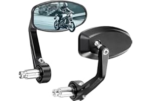 kemimoto Motorcycle Handlebar Rearview Mirror Bar End Mirrors 7/8" Handle