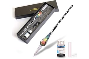 AOKUY glass ink pen,Glass Dip Pen Set -Calligraphy Pen Signature Pen Writting, Christmas Gifts Business Gifts (Rainbow colors)