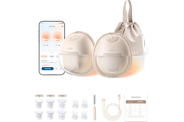 eufy Security Heated Wearable Breast Pump S1, HeatFlow, Hands-Free | HeatFlow, App DIY Rhythm, Powerful 300mmHg, 30% More Output, 46dB Quiet, BPA-Free