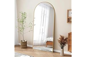 PexFix Arched Full Length Mirror 64"x21", Free Standing Wall Mirror Leaning or Hanging Mounted, Thin Aluminum Alloy Frame, Full Body Mirror for Living Room,Bedroom and Cloakroom,Dressing Room
