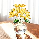 OMISTAR Crystal Yellow Daisy Figurines, Crystal Flowers Daisy Ornament with Present Box, Floral Collectible, Table Centerpiece for Home Decor