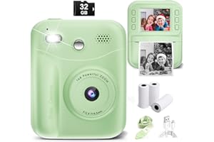 MINIBEAR Kids Camera Instant Print, Instant Print Camera for Kids Digital Camera Toddler Toys Christmas Birthday Gifts for 3 4 5 6 7 8 9 10 Year Old Boys Girls Video Camera with Print Paper, Green