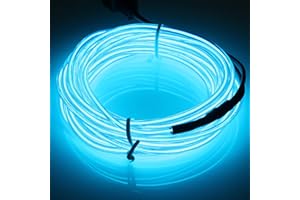 JIGUOOR EL Wire Battery Pack 9.8ft / 3m Bright Neon Light Strip 360° Illumination Neon Tube Rope Lights for DIY, Festival, Party Decoration, Pub, Halloween, Chrismas. (9.8ft / 3m, Blue)