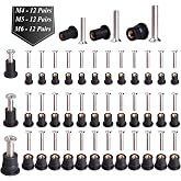 WEDAMER 36 Pairs M4 M5 M6 Neoprene Well Nuts Kit Rubber Well Nuts for Kayak | Rubber Nuts Assortment, Brass Inserts, Stainless Steel Bolts &amp; Screws, Boat, Marine, Motorcycle, Windscreen, Kayak Hardware