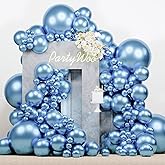 PartyWoo Metallic Light Blue Balloons 140 pcs Different Sizes of 18 12 10 5 Inch Metallic Baby Blue Latex Balloon Arch Kit Garland for Graduation Baby Shower Birthday Party Decorations Blue-G119